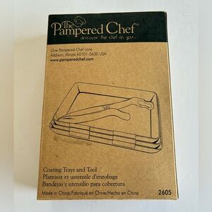 NEW The Pampered Chef Coating Trays and Tongs